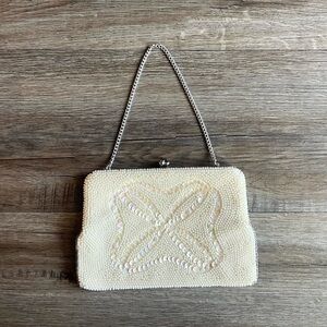 Vintage Elegant Cream Beaded Sequin Clutch